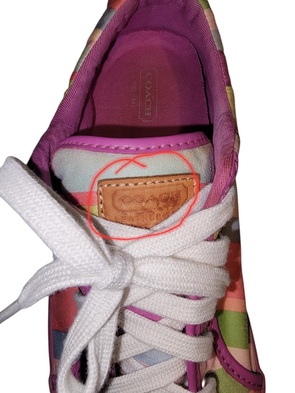 Coach Barrett Pink Multi-Stripe Lace-Up Sneakers - Picture 11 of 12